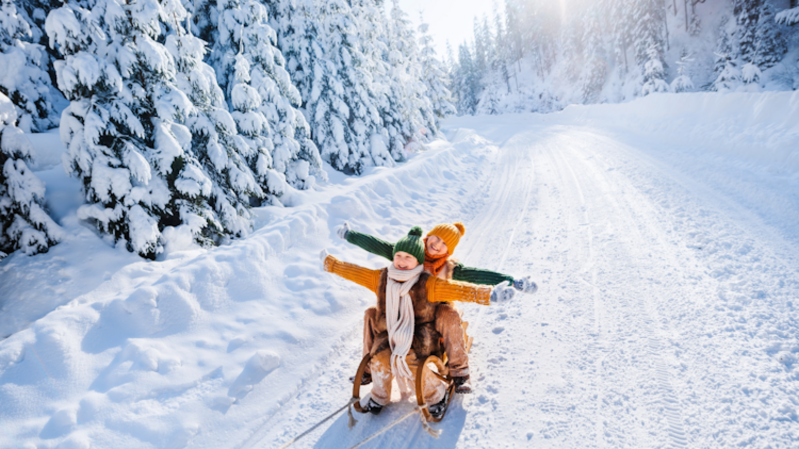 Children sledging in Norway. 