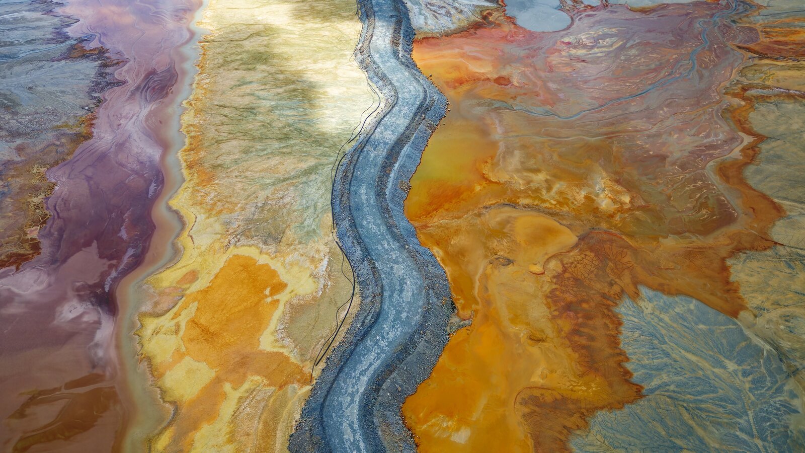 Aerial view of mining activity.