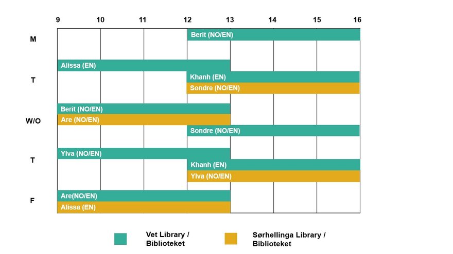 Timeplan for Skrivesenterets veiledere
