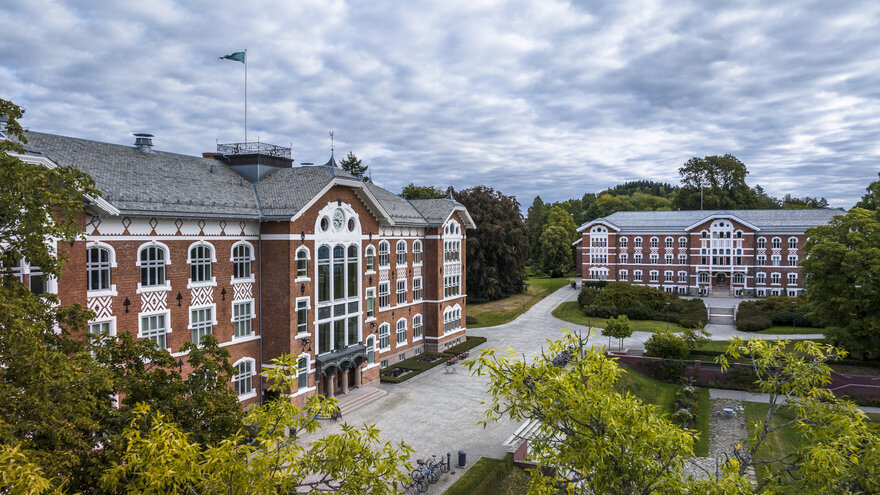 Areal view of NMBU's campus. 