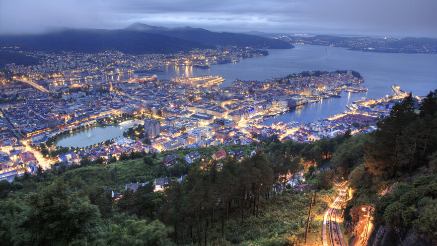 Bergen panorama at night