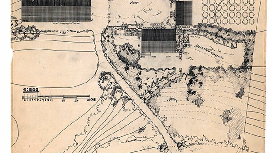 Planskisse for Radiumhospitalet i 1931 tegnet av Olav Leif Moen (1887-1951)