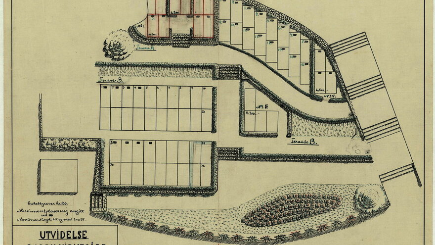 Planskisse av Barbu Kirkegård 1939