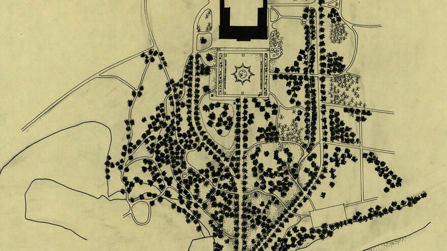 Fossum park 1930, map based on Archive documents and made in 1959