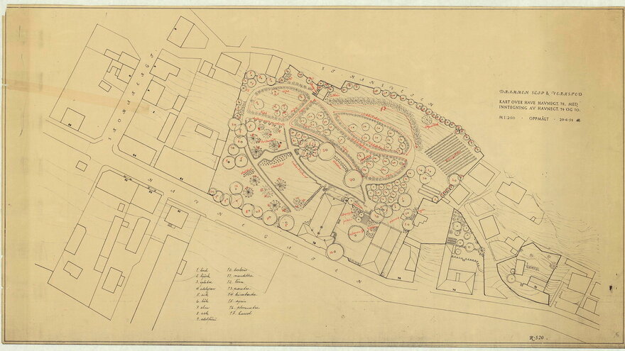 Planskisse av Drammen Slip & Verksted i Havnegata, 1954