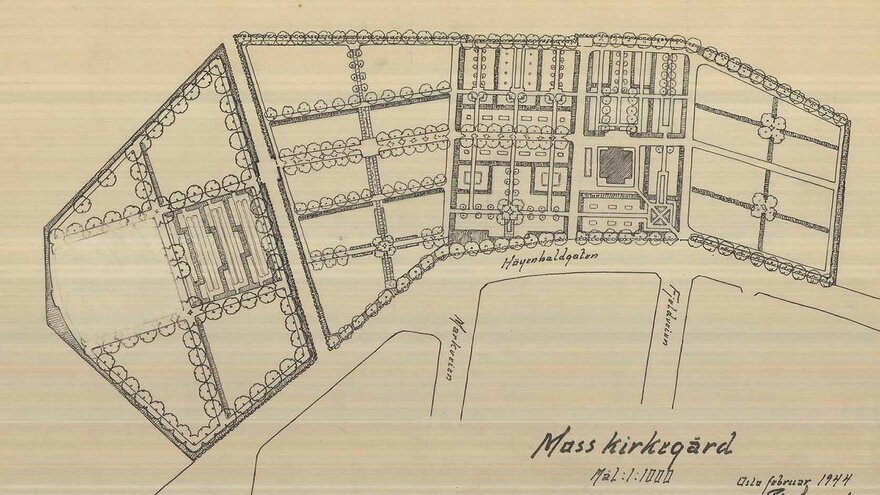 Plan for Moss cemetery from 1944 by Pål Sæland