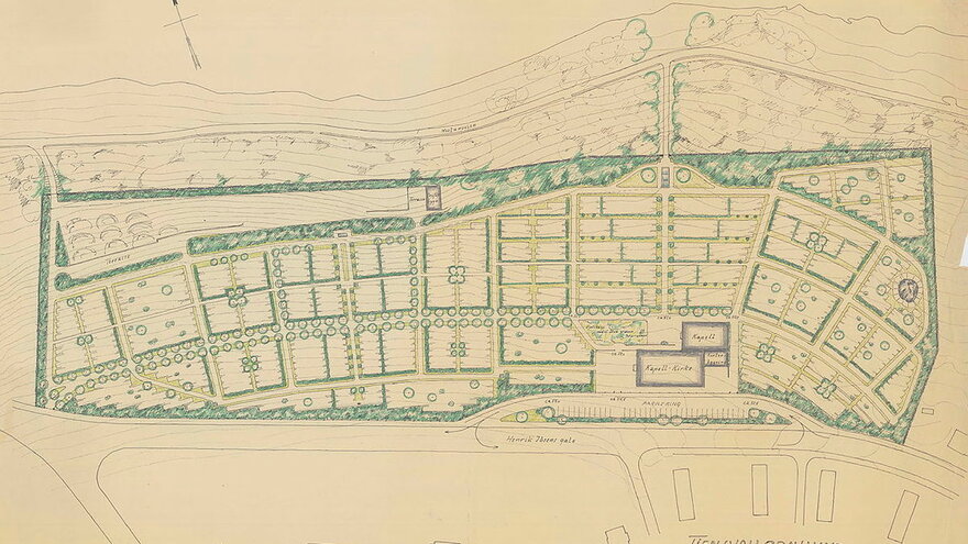 Proposal for Tjensvold cemetery in Stavanger (end of 1950s), not realised