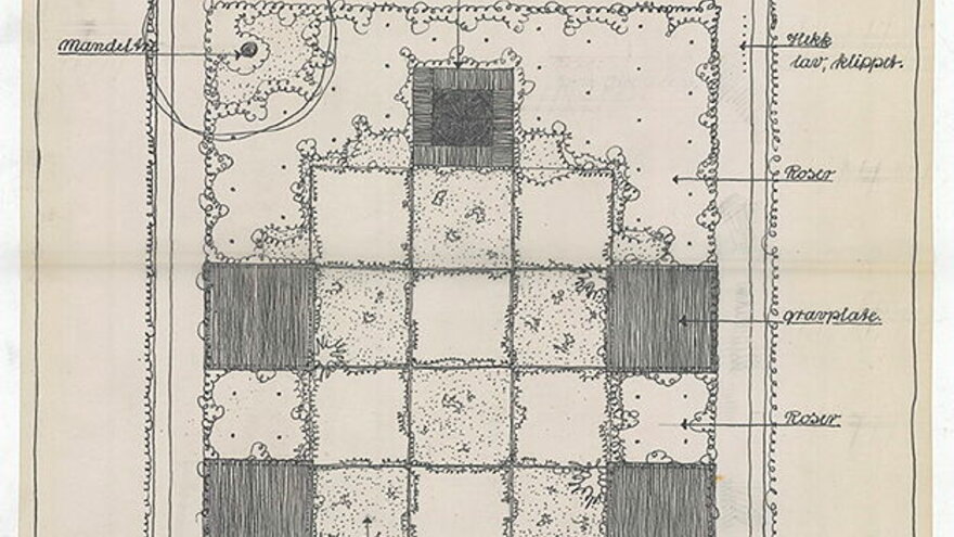 Plan for Riisøen Family grave from 1955 by Torborg Zimmer Frölich.