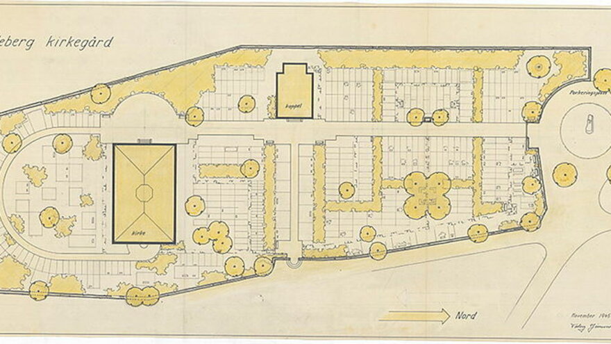 Plan for Spydeberg Cemetery from 1945 by Torborg Zimmer Frölich