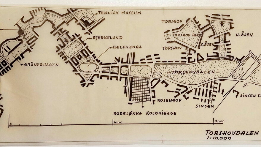 Plan for whole Torshovdalen, Oslo Park Authority, undated (Oslo City Archive)