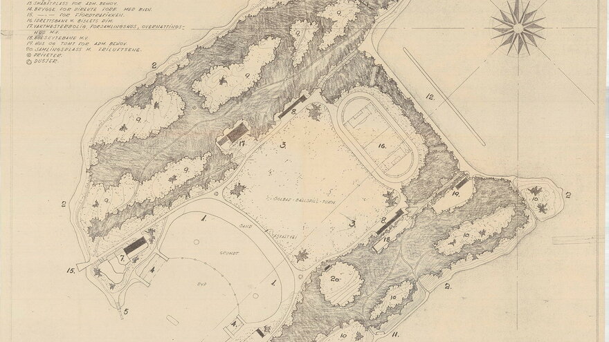 Proposal for the Islands Langøyene in the Oslofjord. Program plan 1949. Partly realized.