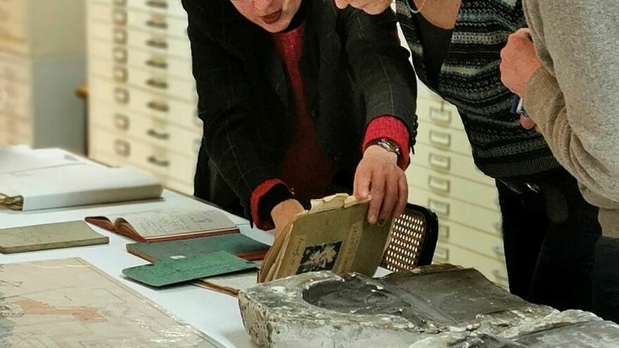 Project members visiting collections at CIVA.