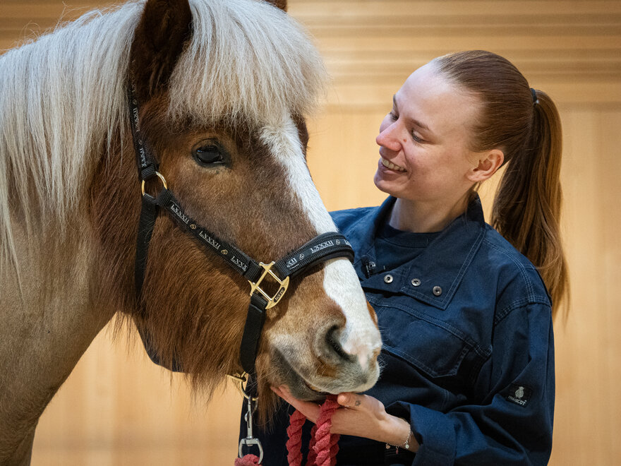 Dyrepleierstudent Live Brattberg Ørmen med en hest