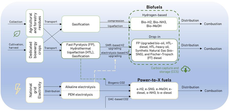 Biofuels and PtX conversion routes