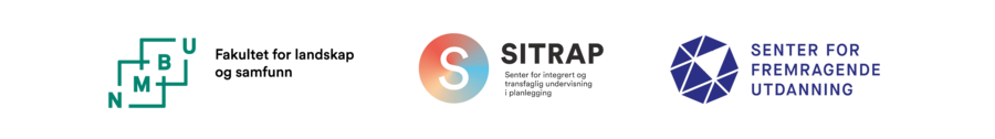 Logoene fra Sitrap, Senter for fremragende utdanning og Fakultet for landskap og samfunn
