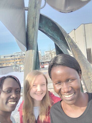 NORPART exchange student Edith Akurut (left) with fellow students at the Norwegian University of Life Sciences, NMBU.