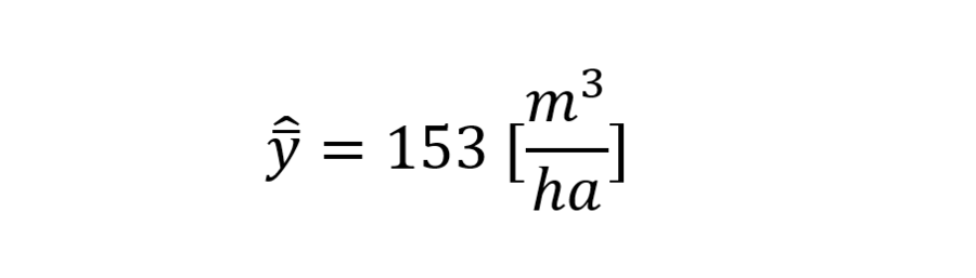 y ̅  ̂=153 [m^3/ha]