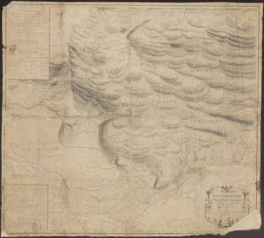 Utsnitt av Gjelles utskiftningskart over Førde prestegård og Skei fra 1825.