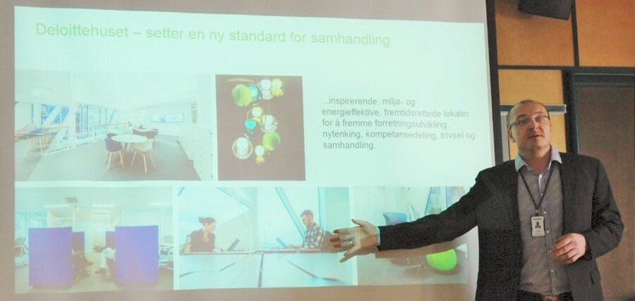 Eivind Ungersness holder bedriftspresentasjon på Næringslivsdagen ved NMBU.