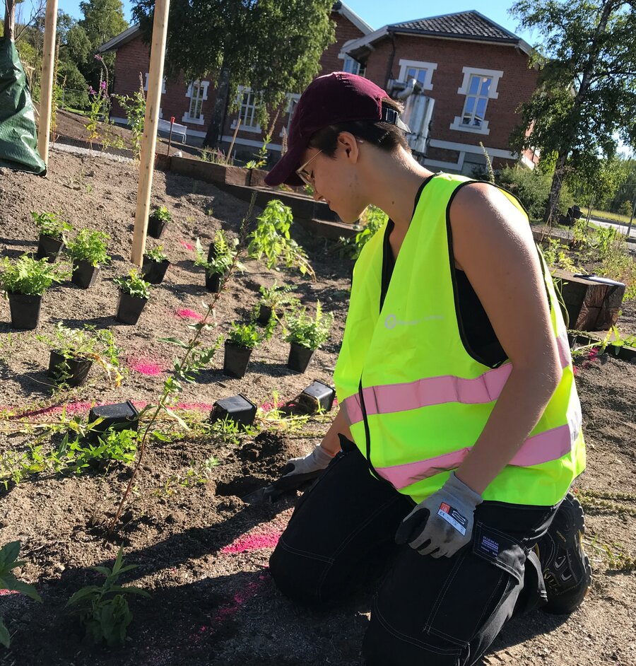 Isabelle Haakonsen studerer landskapsingeniør og setter pris på å veksle mellom forelesningssal og praksis i regnbed.