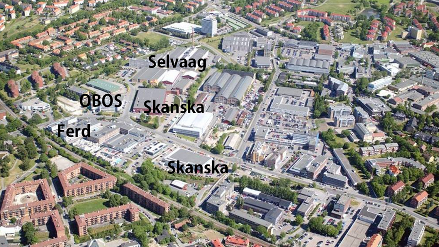 Ensjø, Oslo: A typical urban development area with multiple developers present.