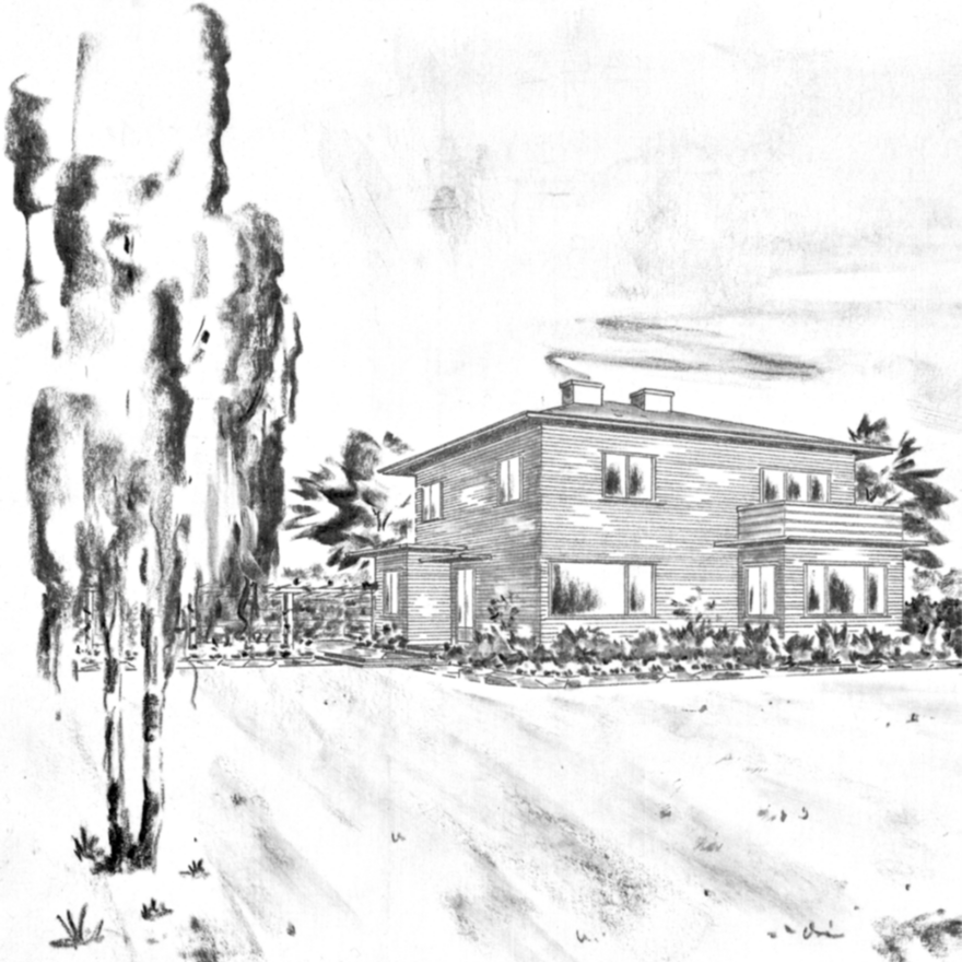 Perspektiv villahage 1937, Eyvind Strøm